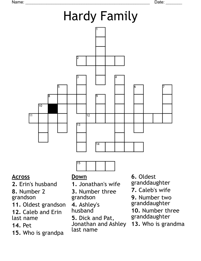 Hardy Family Crossword WordMint