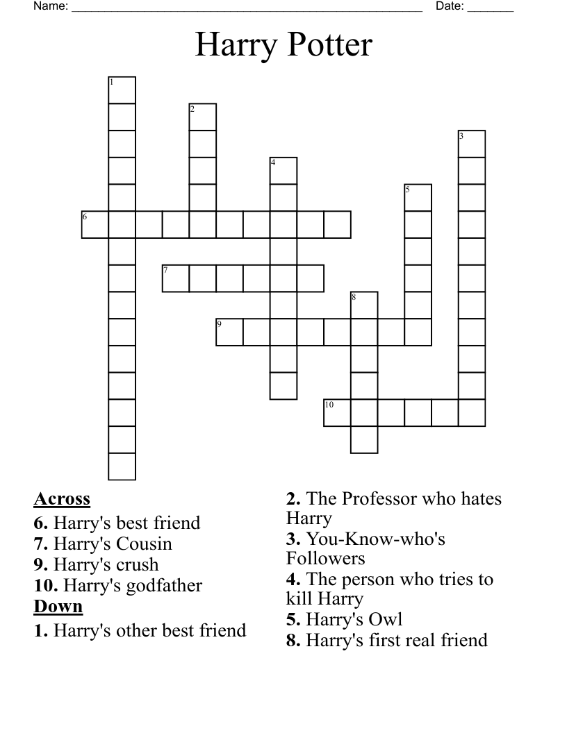 Harry Potter Crossword WordMint