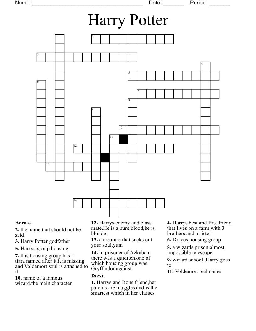 Harry Potter Crossword WordMint