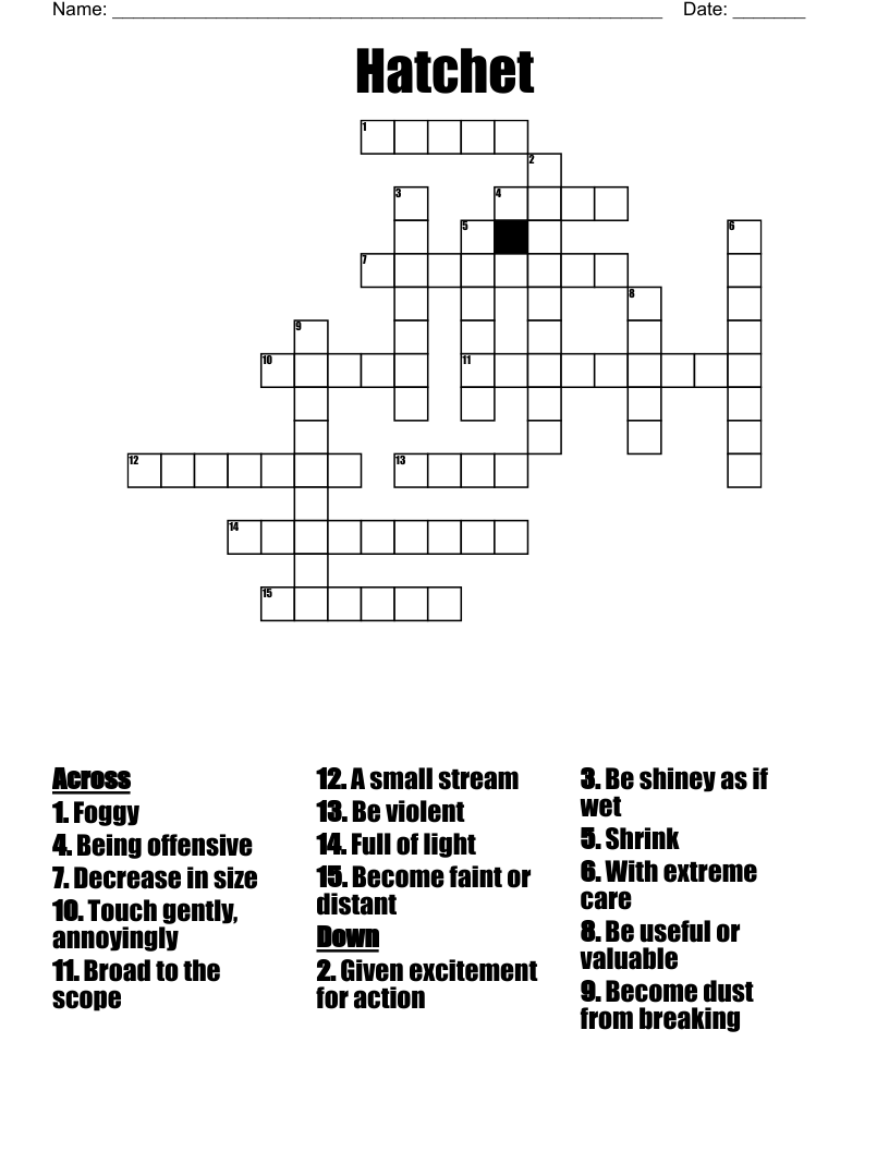 HAtchet list 5 review VOC Crossword WordMint