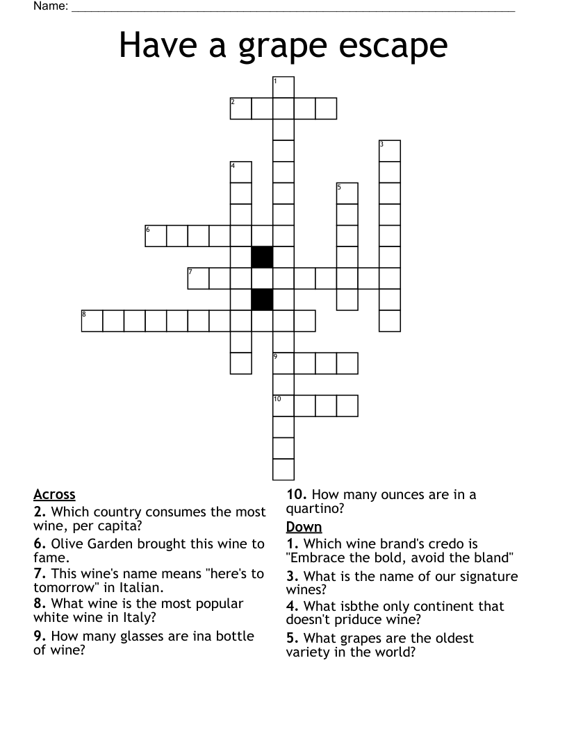 Have a grape escape Crossword WordMint