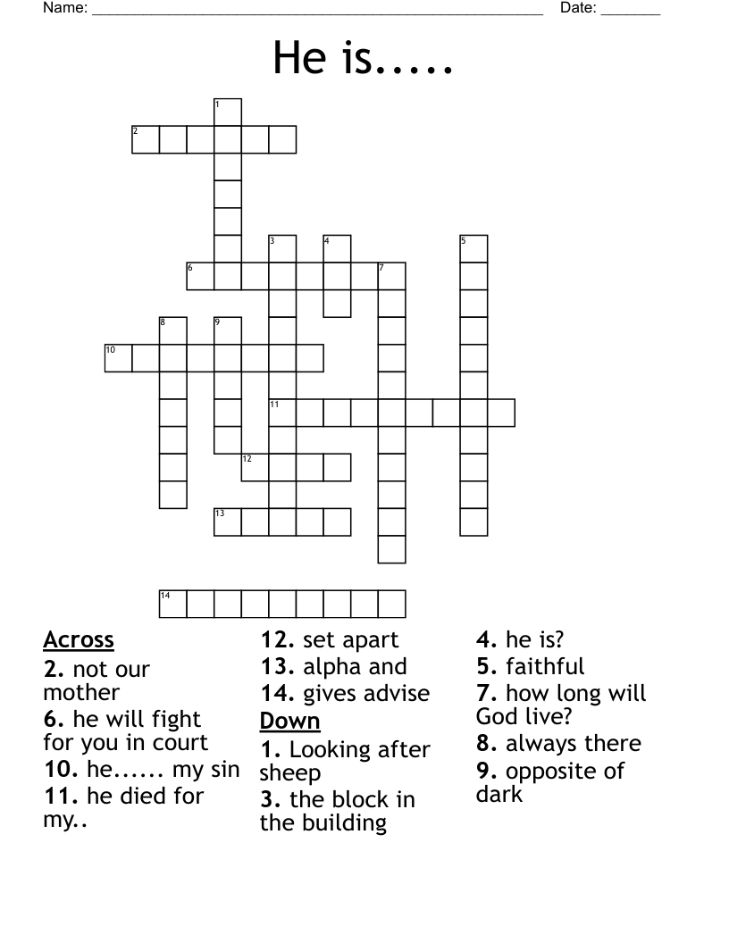 He is..... Crossword WordMint