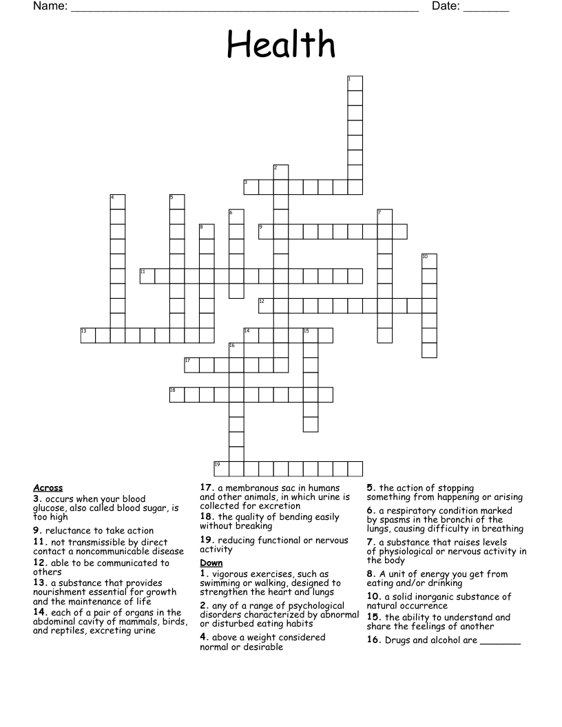 Health Crossword WordMint