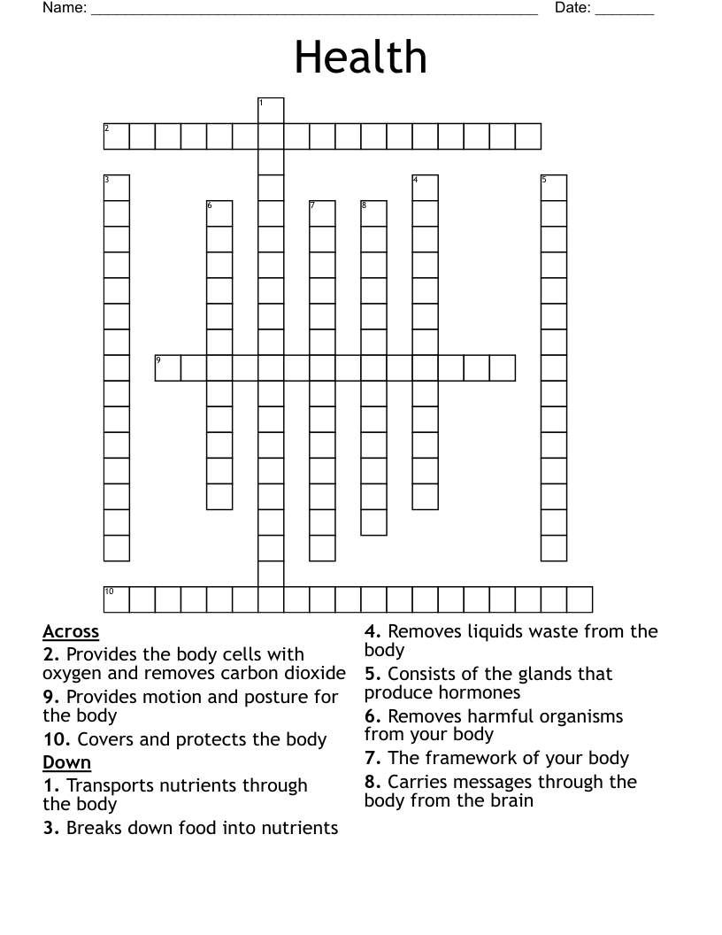 Health Crossword WordMint