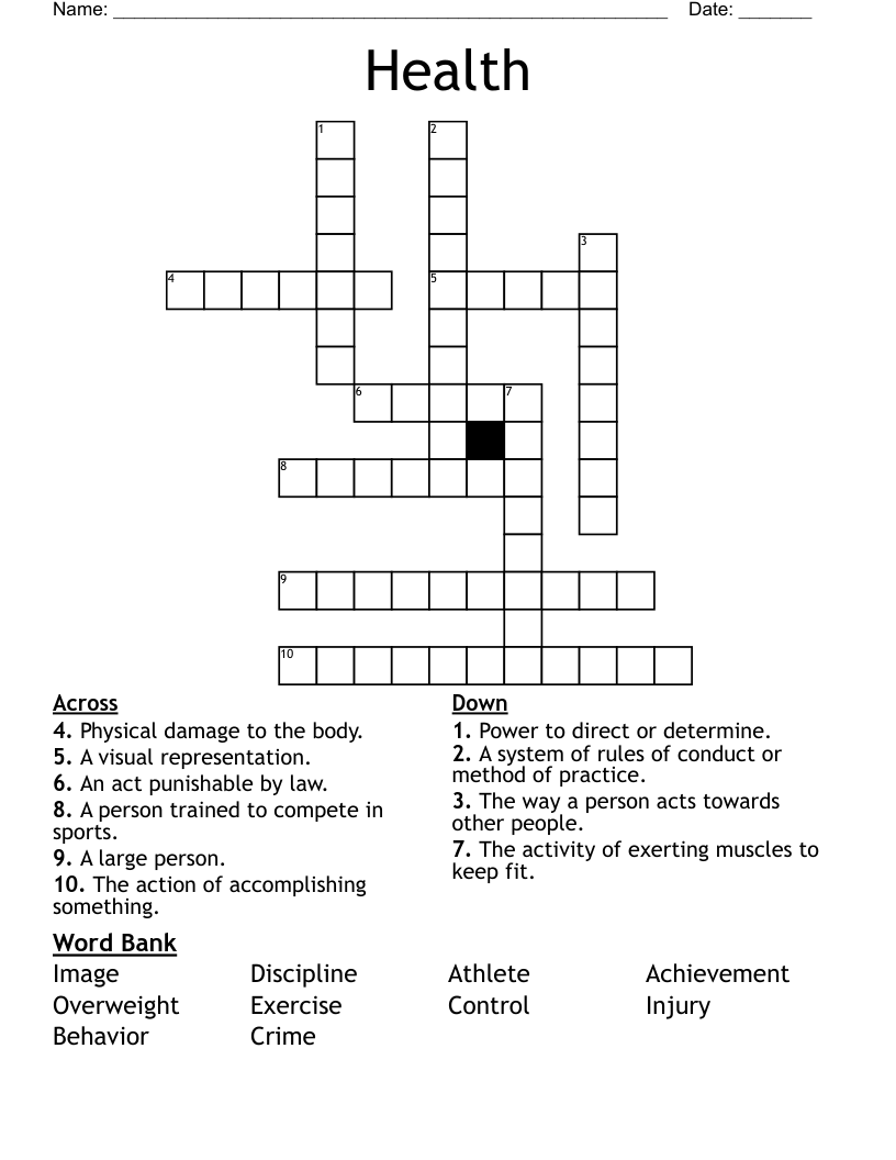 Health Crossword - WordMint