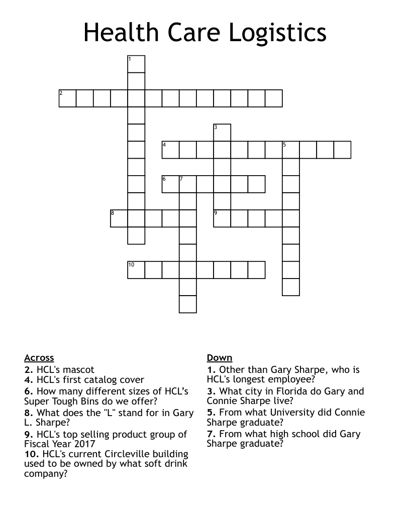 Health Care Logistics Crossword WordMint