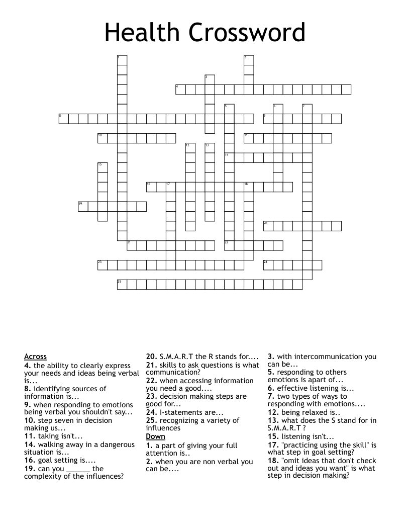 Health Crossword - WordMint