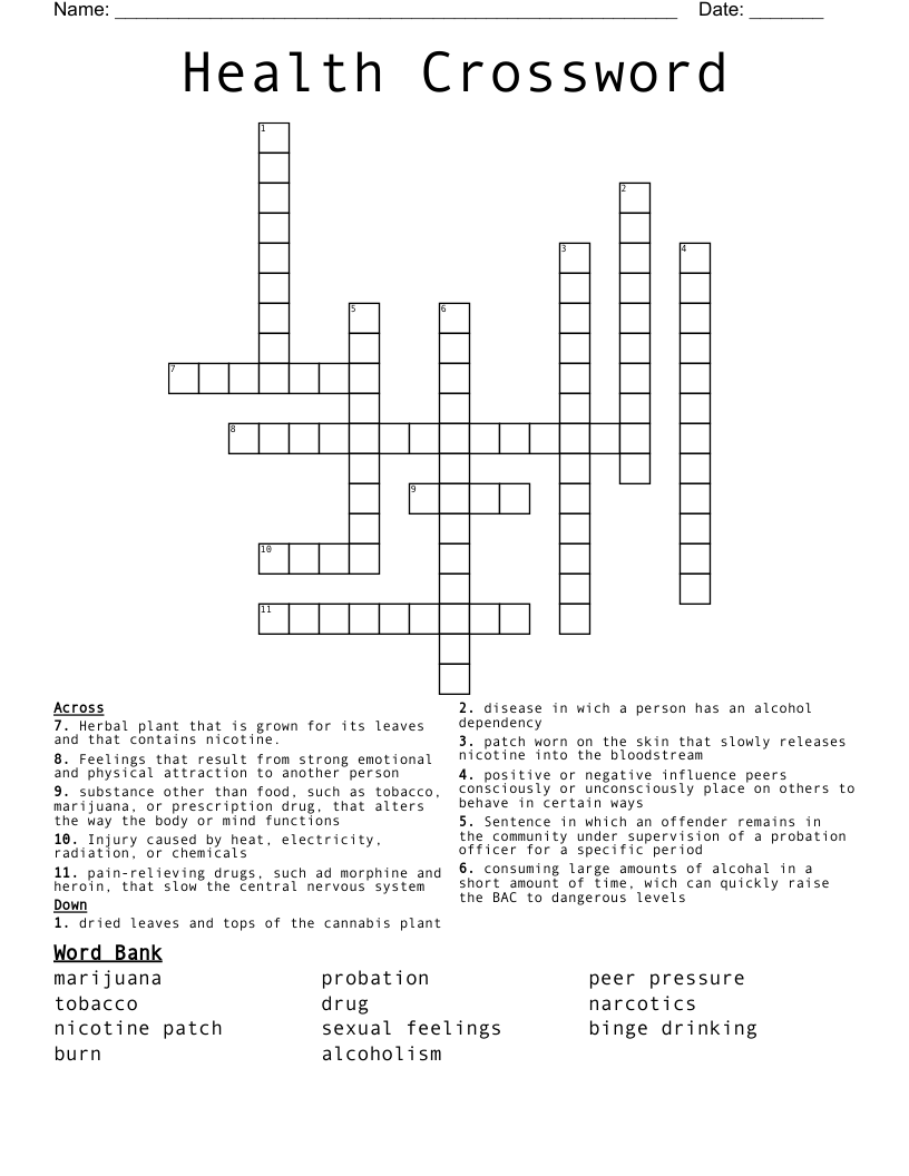 Health Crossword - WordMint