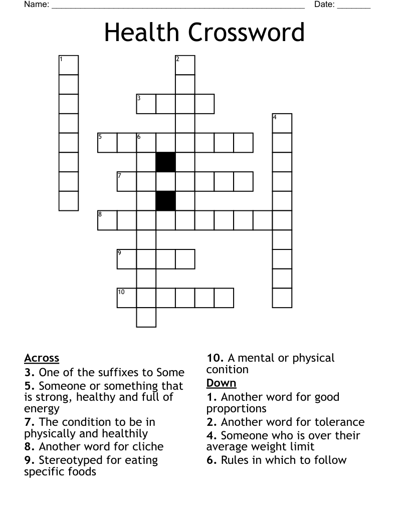 Health Crossword - WordMint