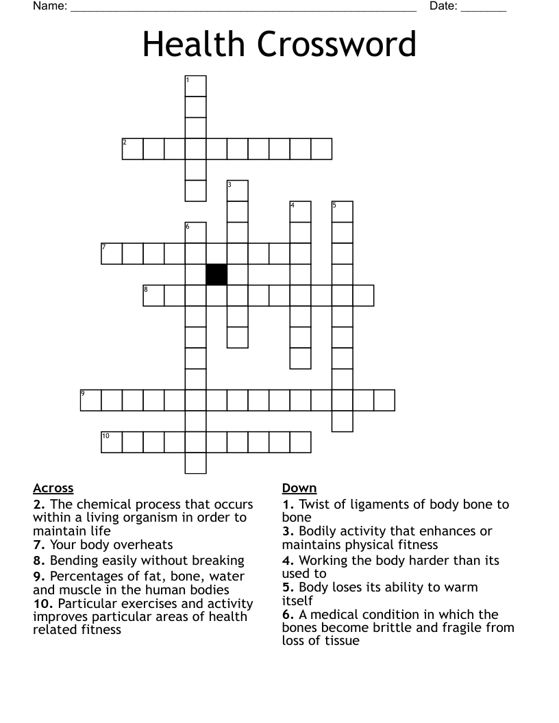 Health Crossword - WordMint