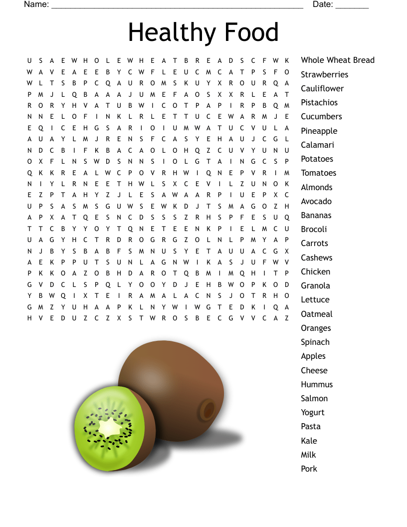 Healthy Food Word Search WordMint
