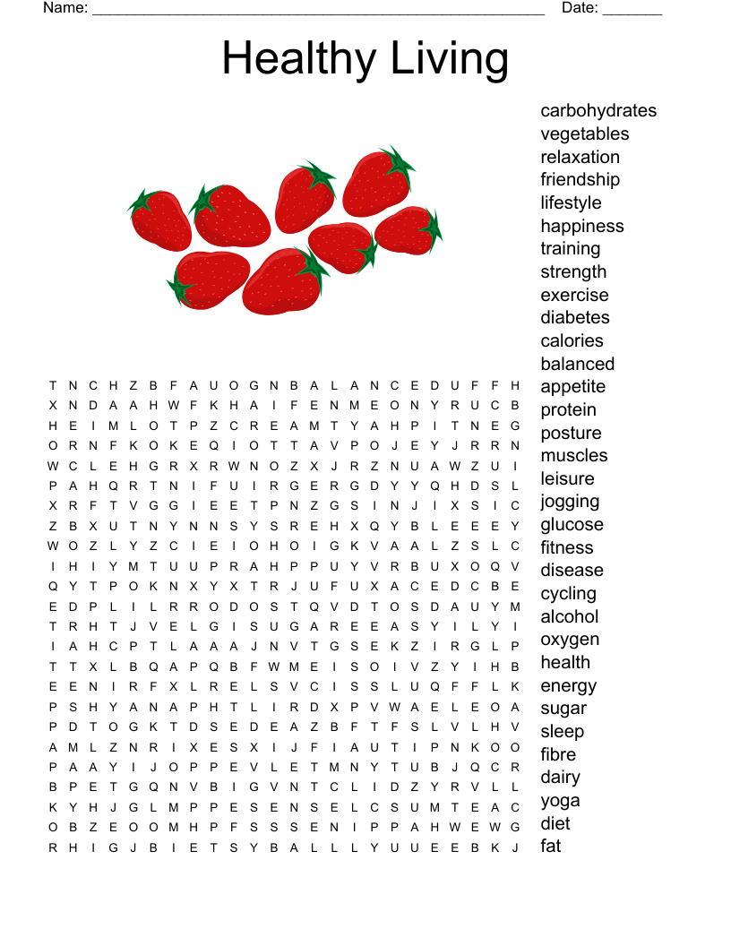Healthy Eating Word Search