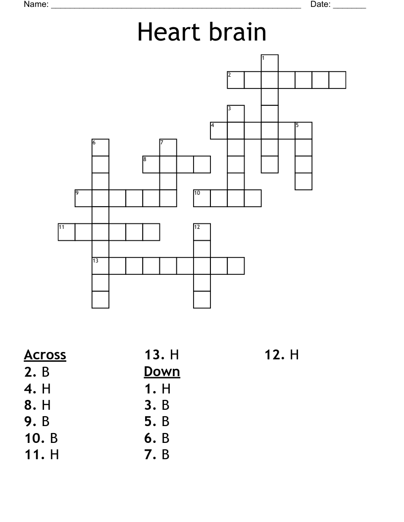 Heart brain Crossword WordMint