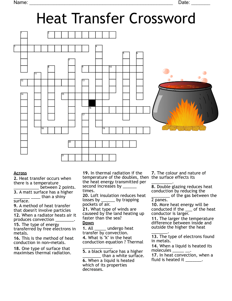 Heat Transfer Crossword WordMint