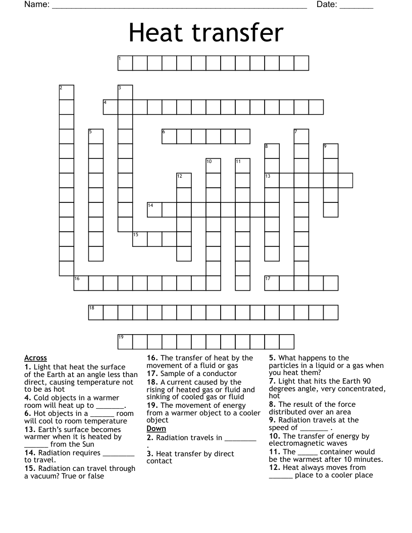 Heat transfer Crossword WordMint