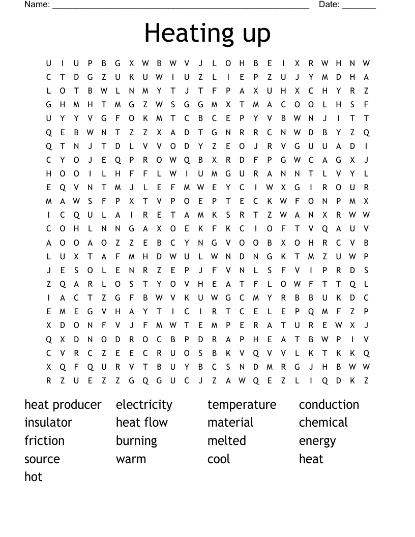 Heating up Word Search WordMint