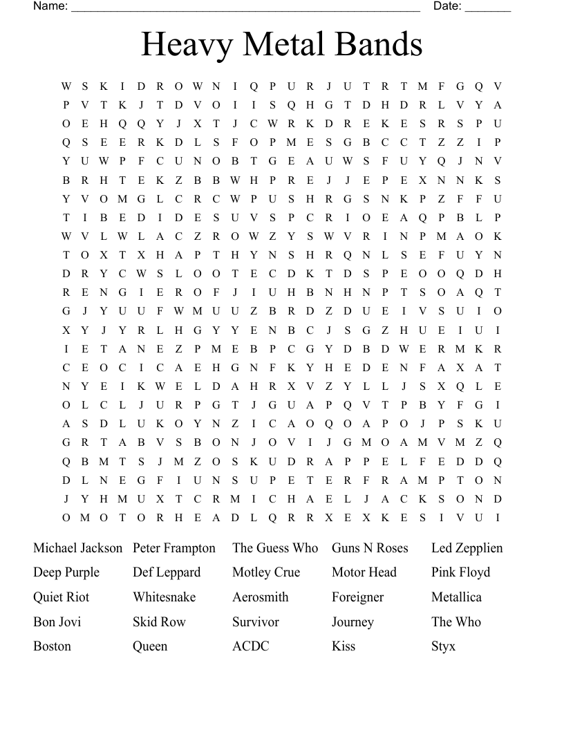 80's Music Word Search WordMint