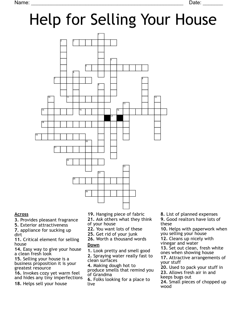 Real Estate Crosswords, Word Searches, Bingo Cards WordMint