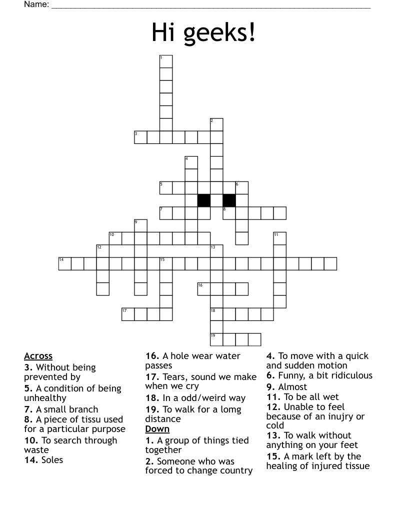 Hi geeks! Crossword WordMint