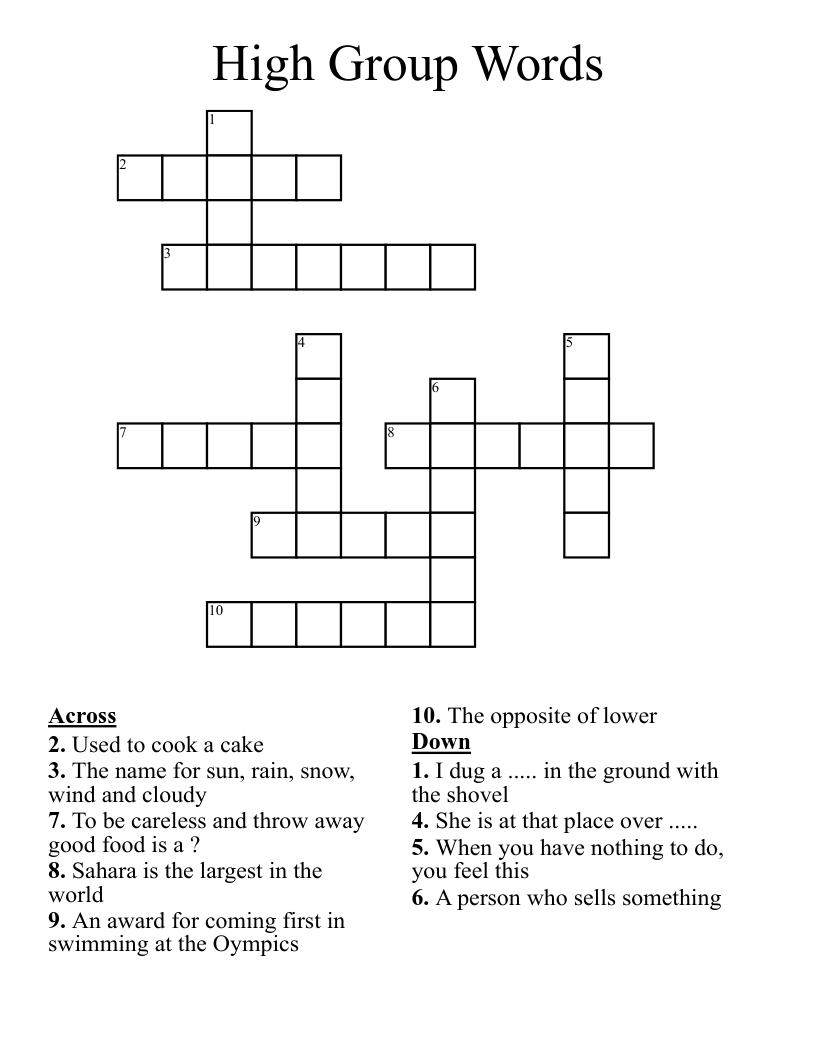 High Group Words Crossword WordMint