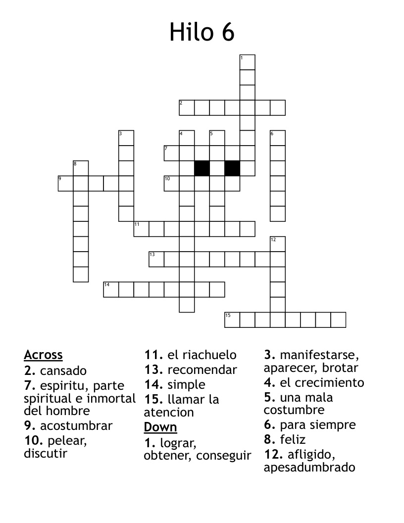 Hilo 6 Crossword WordMint