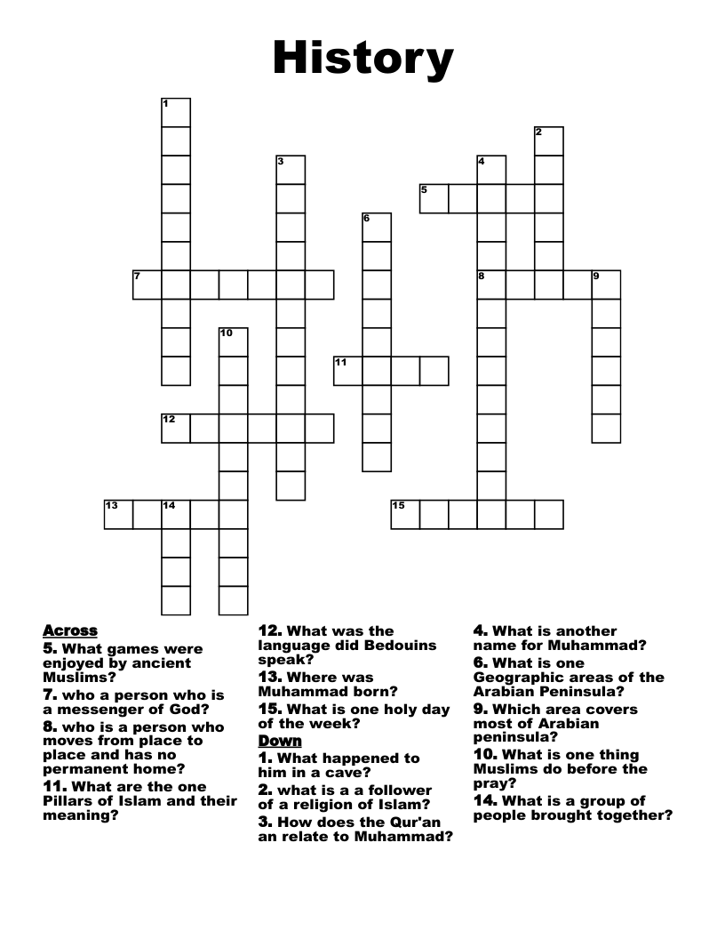 History Crossword WordMint