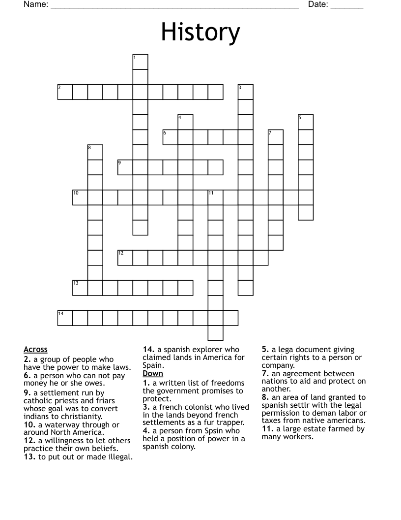 History Crossword WordMint