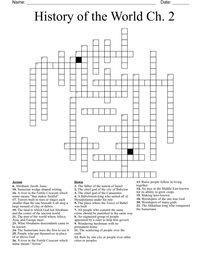History of the World Ch. 2 Crossword WordMint