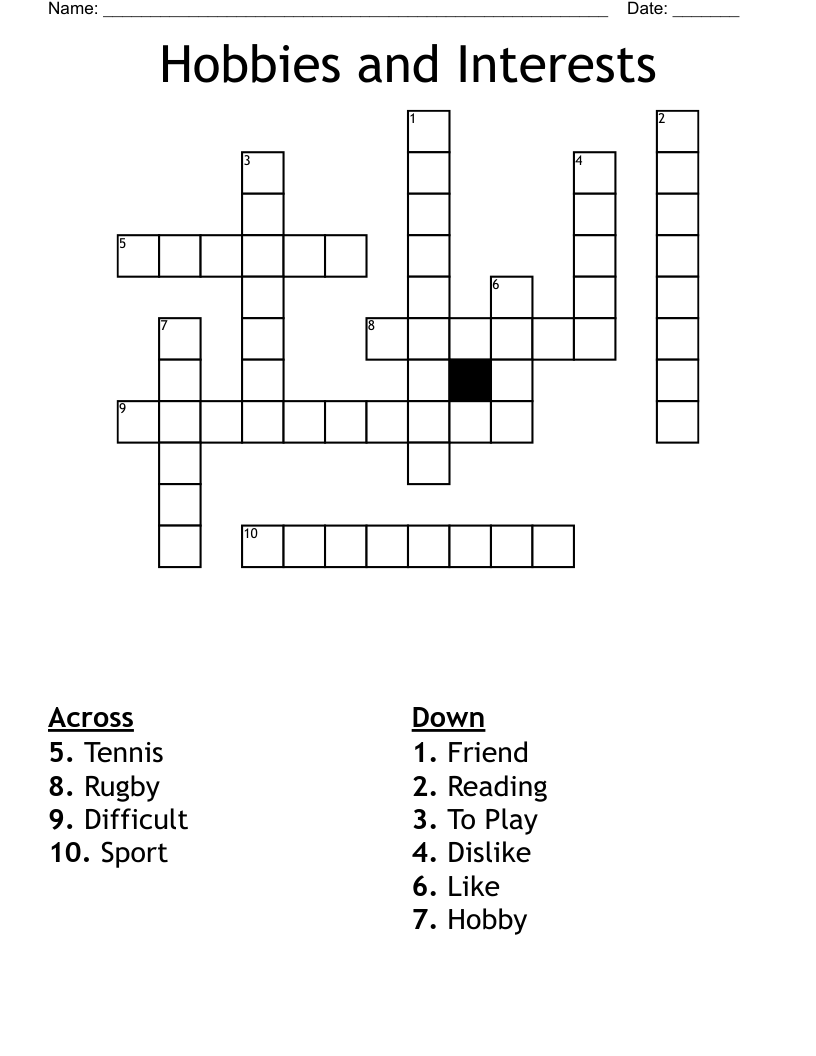 Verwüsten Im Idealfall Gläubige crossword puzzle hobbies Tee Pause