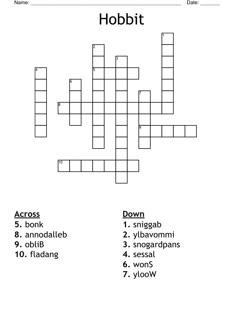 Hobbit Crossword WordMint