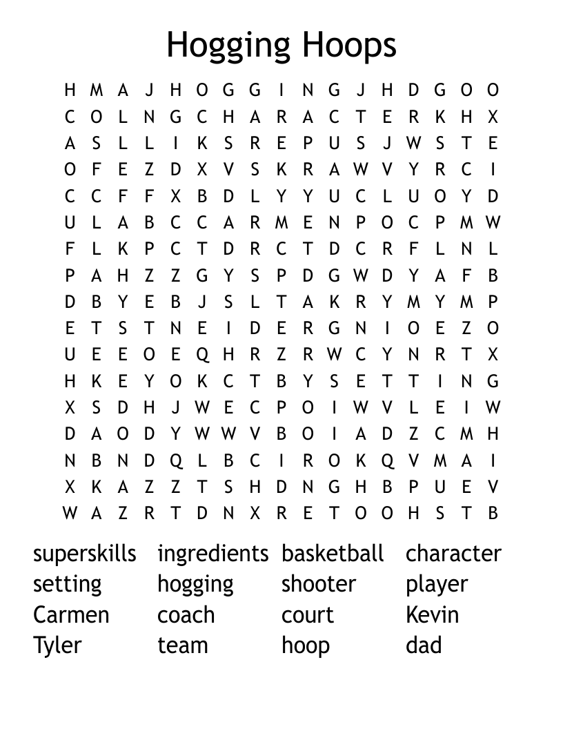 Hogging Hoops Word Search WordMint