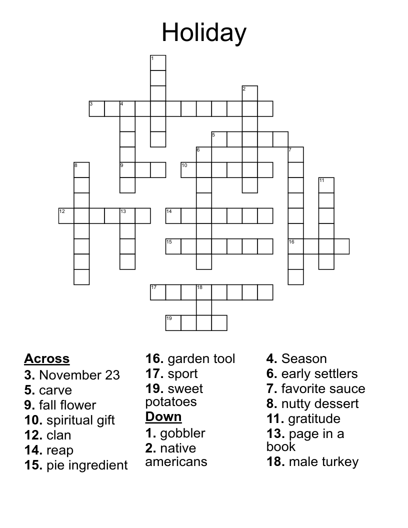 Holiday Crossword WordMint