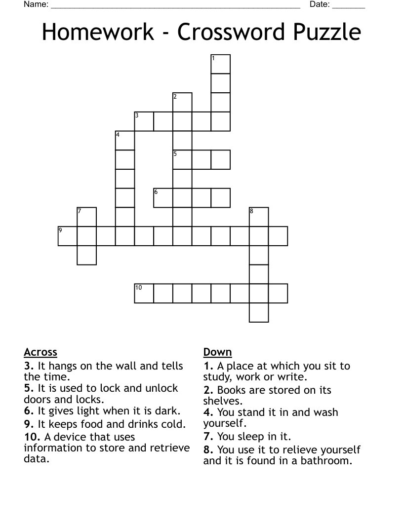 Homework Crossword Puzzle WordMint