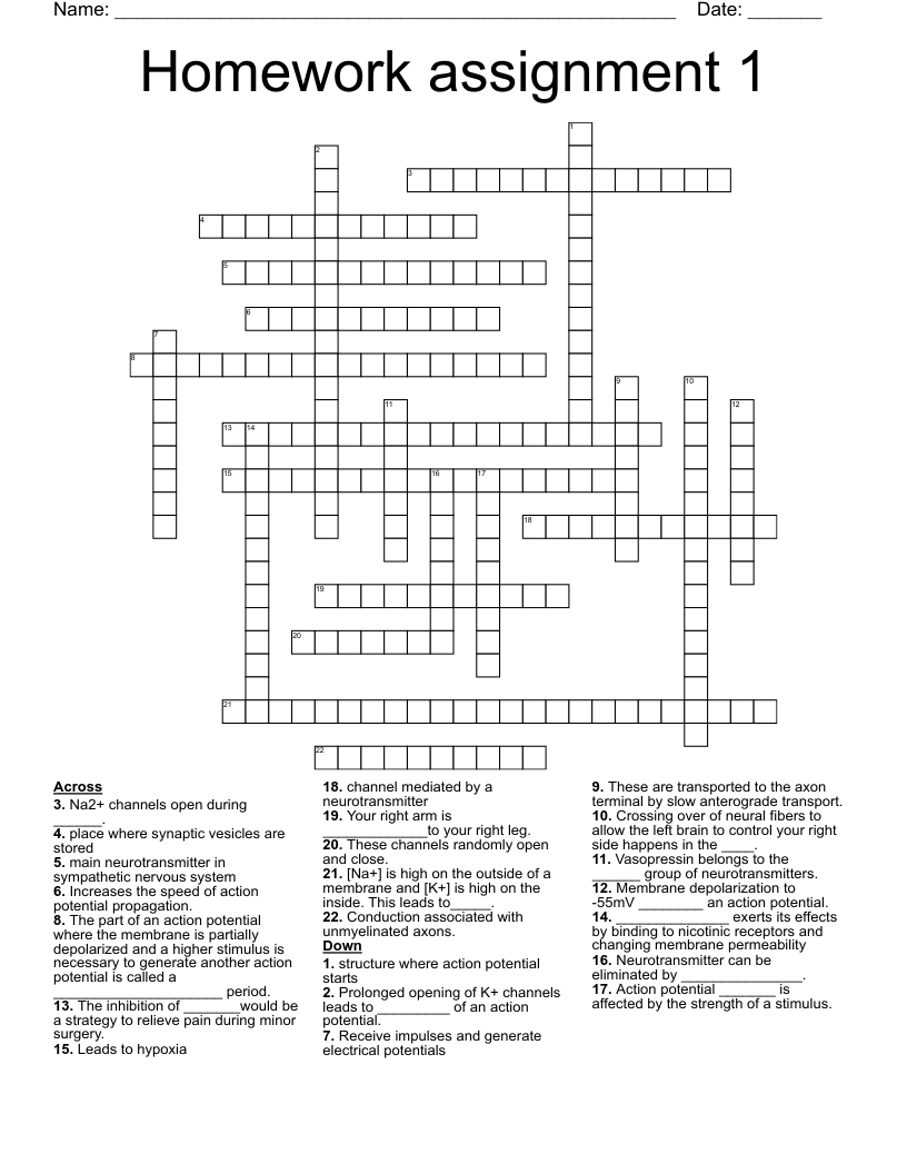 Homework assignment 1 Crossword WordMint