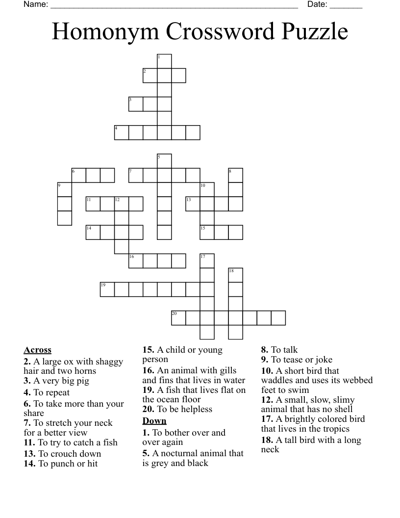 Homonym Crossword Puzzle WordMint
