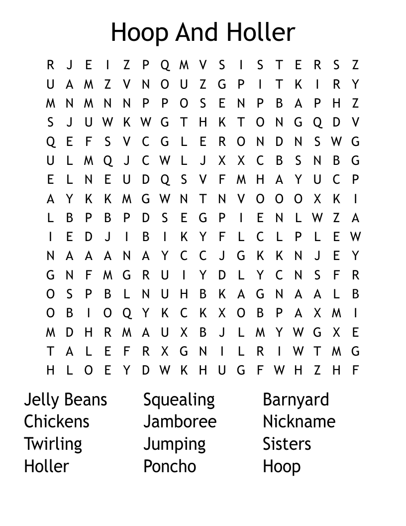 Hoop And Holler Word Search WordMint