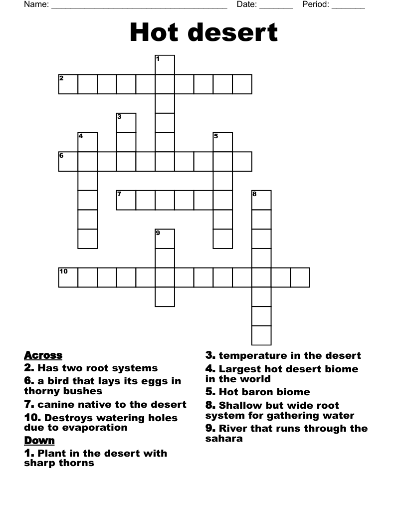 Hot desert Crossword WordMint