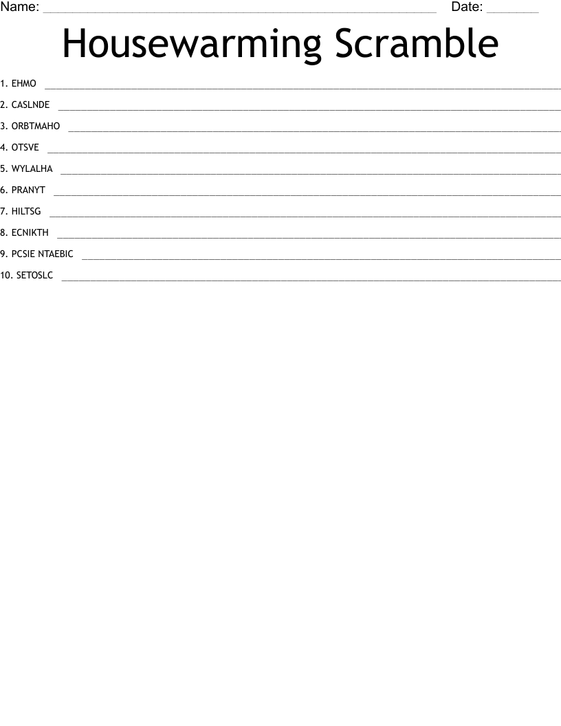 Housewarming Scramble WordMint