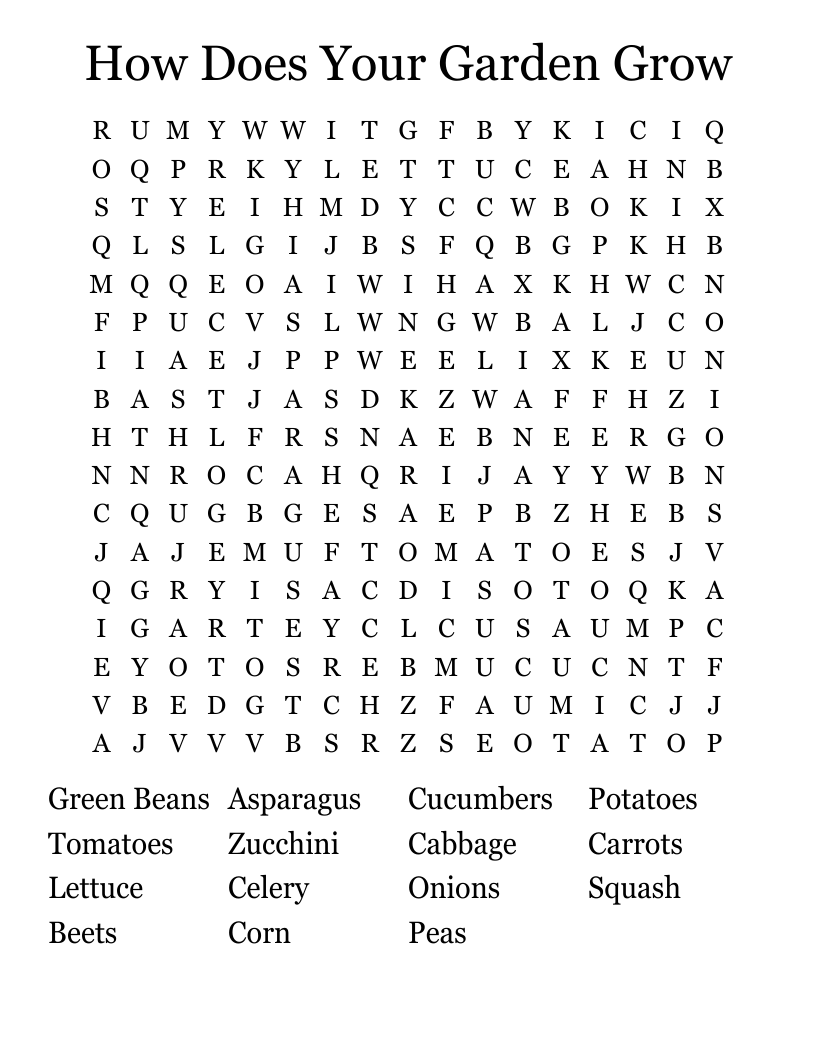 How Does Your Garden Grow Word Search WordMint