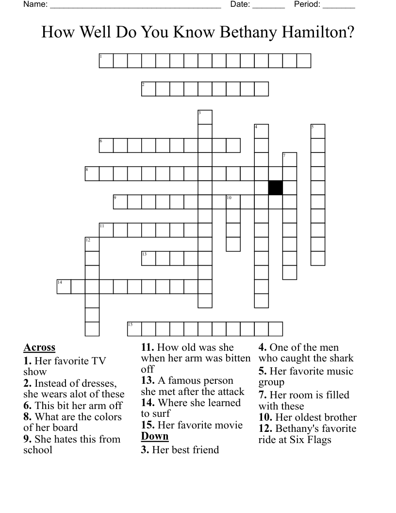 Soul Surfer Crossword WordMint