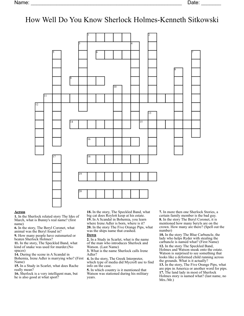 51 Sherlock Holmes Instrument Crossword Clue Crossword Clue