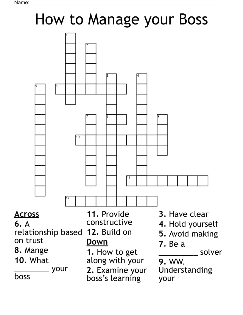 How to Manage your Boss Crossword WordMint