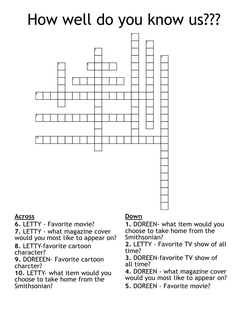 How well do you know us??? Crossword WordMint