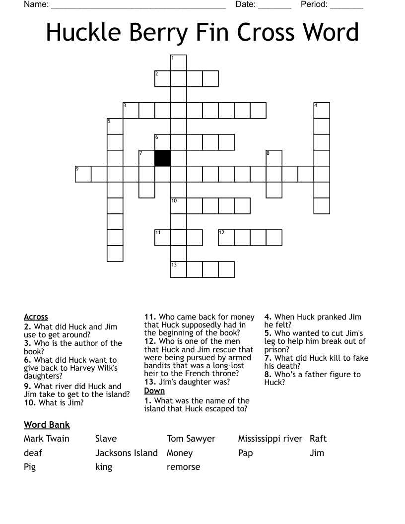 Huckle Berry Fin Cross Word WordMint