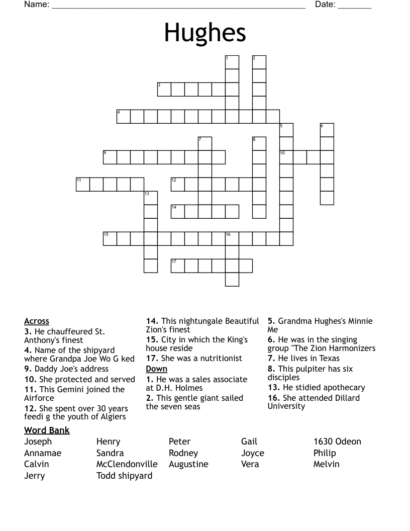 Hughes Crossword WordMint