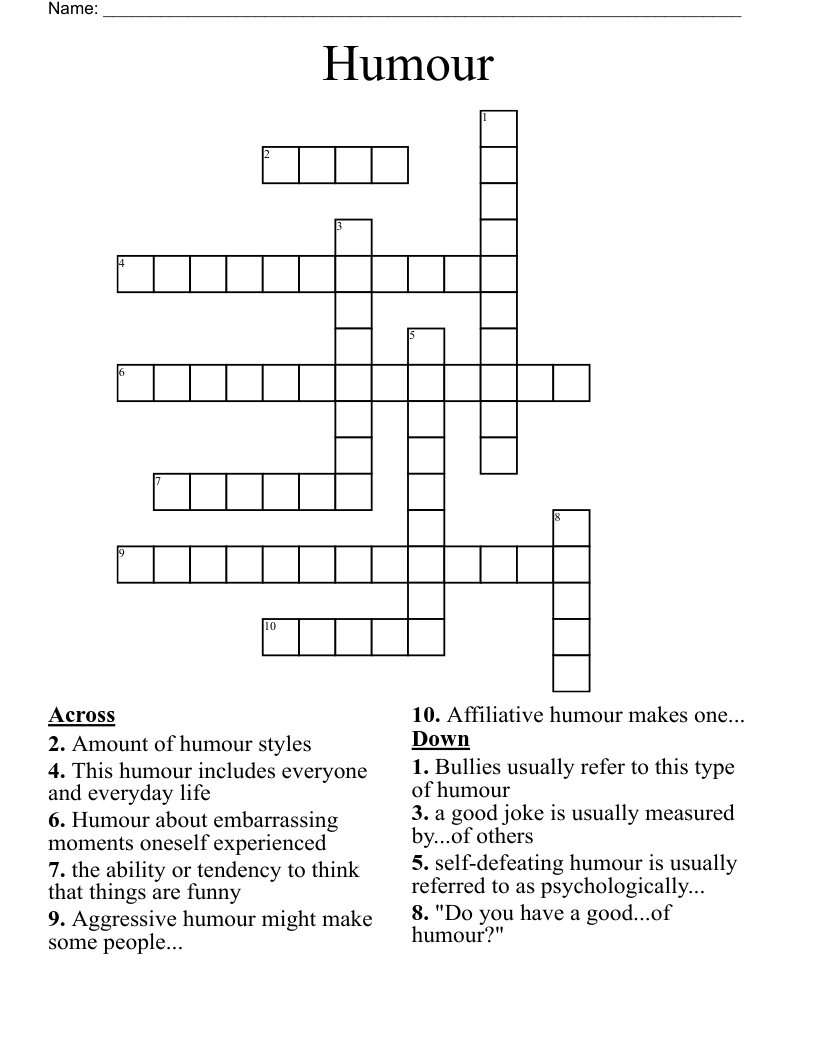 Humour Crossword WordMint