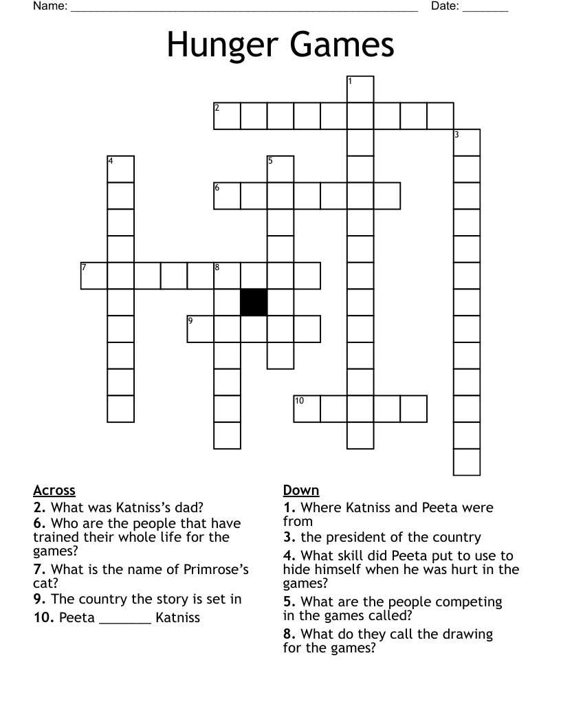 Hunger Games Crossword WordMint