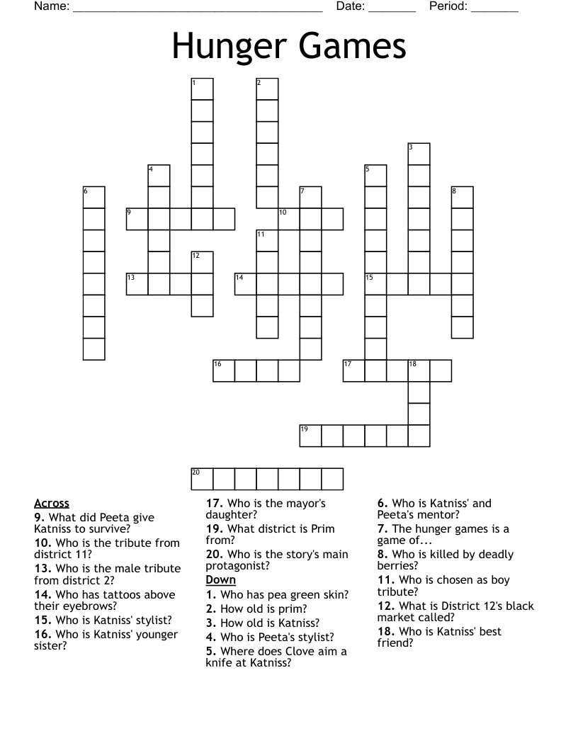 Hunger Games Crossword WordMint