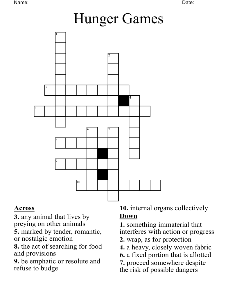 Hunger Games Crossword WordMint