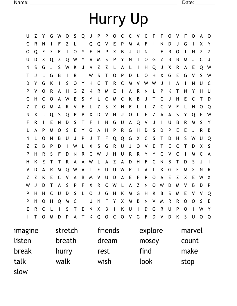 Hurry Up Word Search WordMint